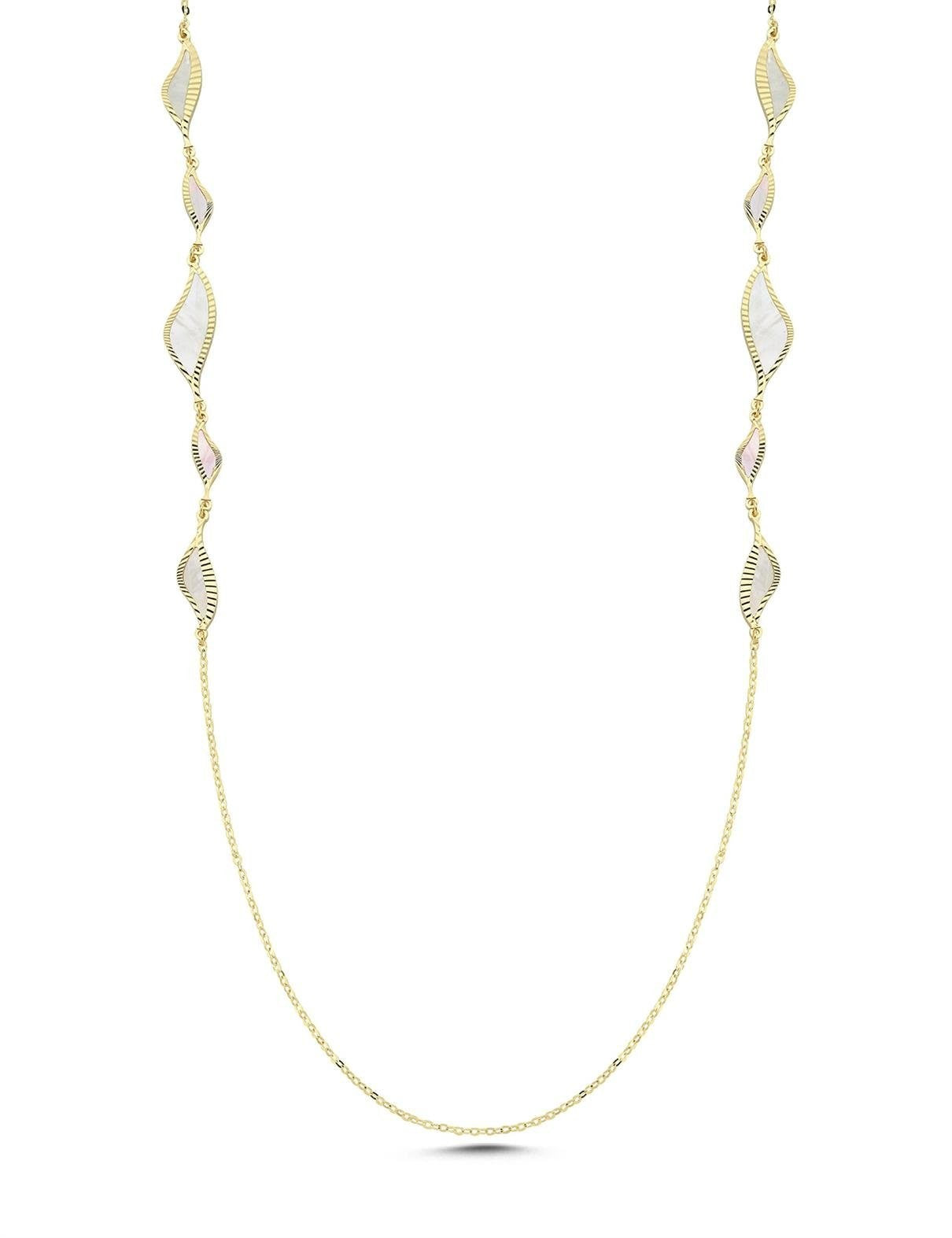 Çift Taraflı Beyaz Midye Altın Kolye