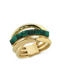 Yeşil Taşlı italyan Altın Yüzük