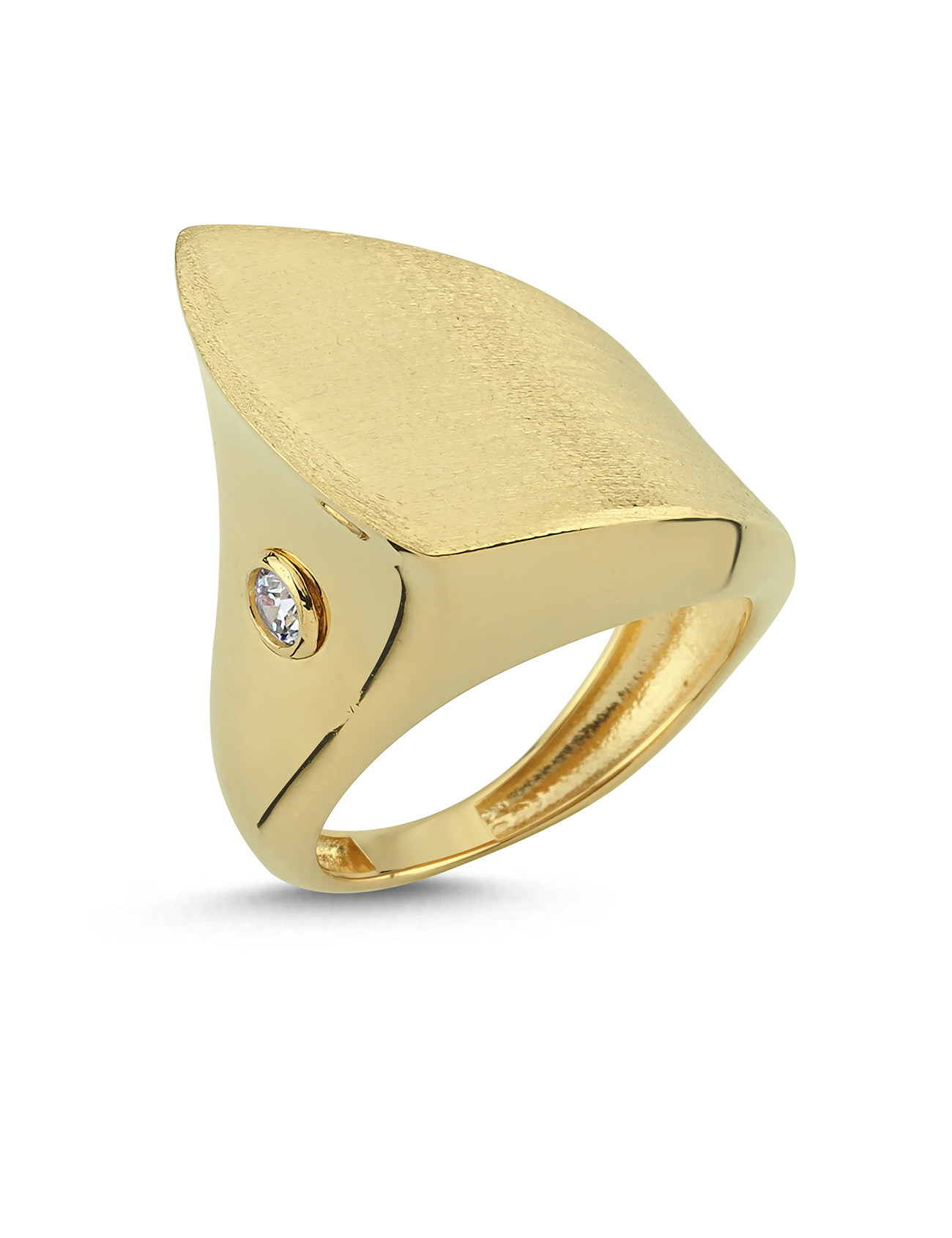 خاتم ذهبي بسيط ذو تصميم هندسي Ürün ikincil görseli