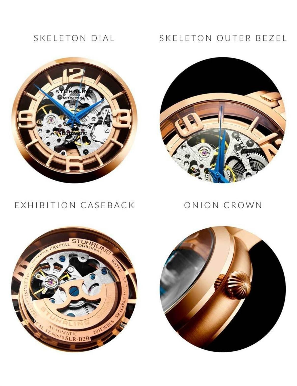 STÜHRLING Men's Automatic Skeleton