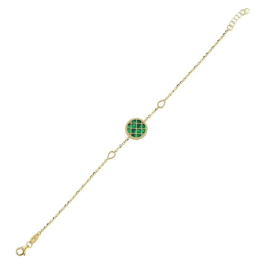 Double-Sided Green and White Mother-of-Pearl Gold Bracelet