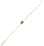 Double-Sided Green and White Mother-of-Pearl Drop Gold Bracelet