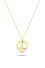 14 Ayar Zirkon Taşlı Kelebekli Kalp Altın Kolye