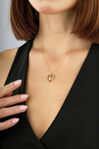 14 Ayar Zirkon Taşlı Kelebekli Kalp Altın Kolye