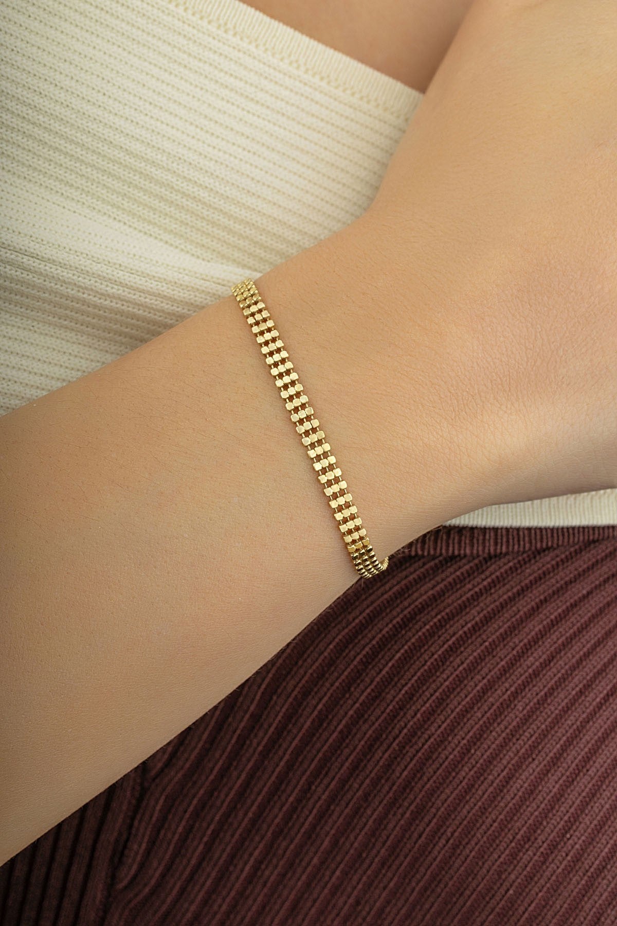 14 Ayar Nakış Altın Bileklik