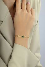 14 Ayar Yeşil Taşlı Altın Bileklik