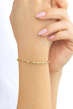 14 Ayar Modern Yuvarlak Kare Taşlı Altın Bileklik