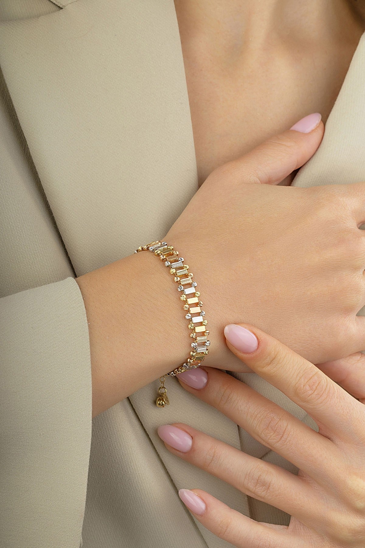 Modern Rose Gümüş Altın Bileklik