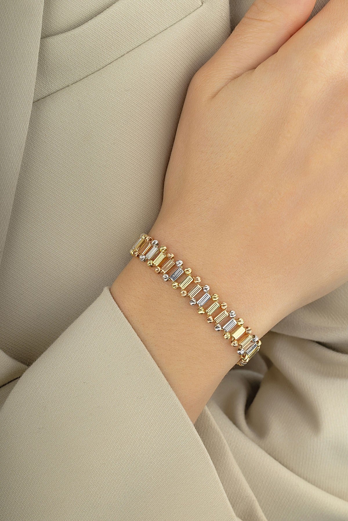 Modern Rose Gümüş Altın Bileklik