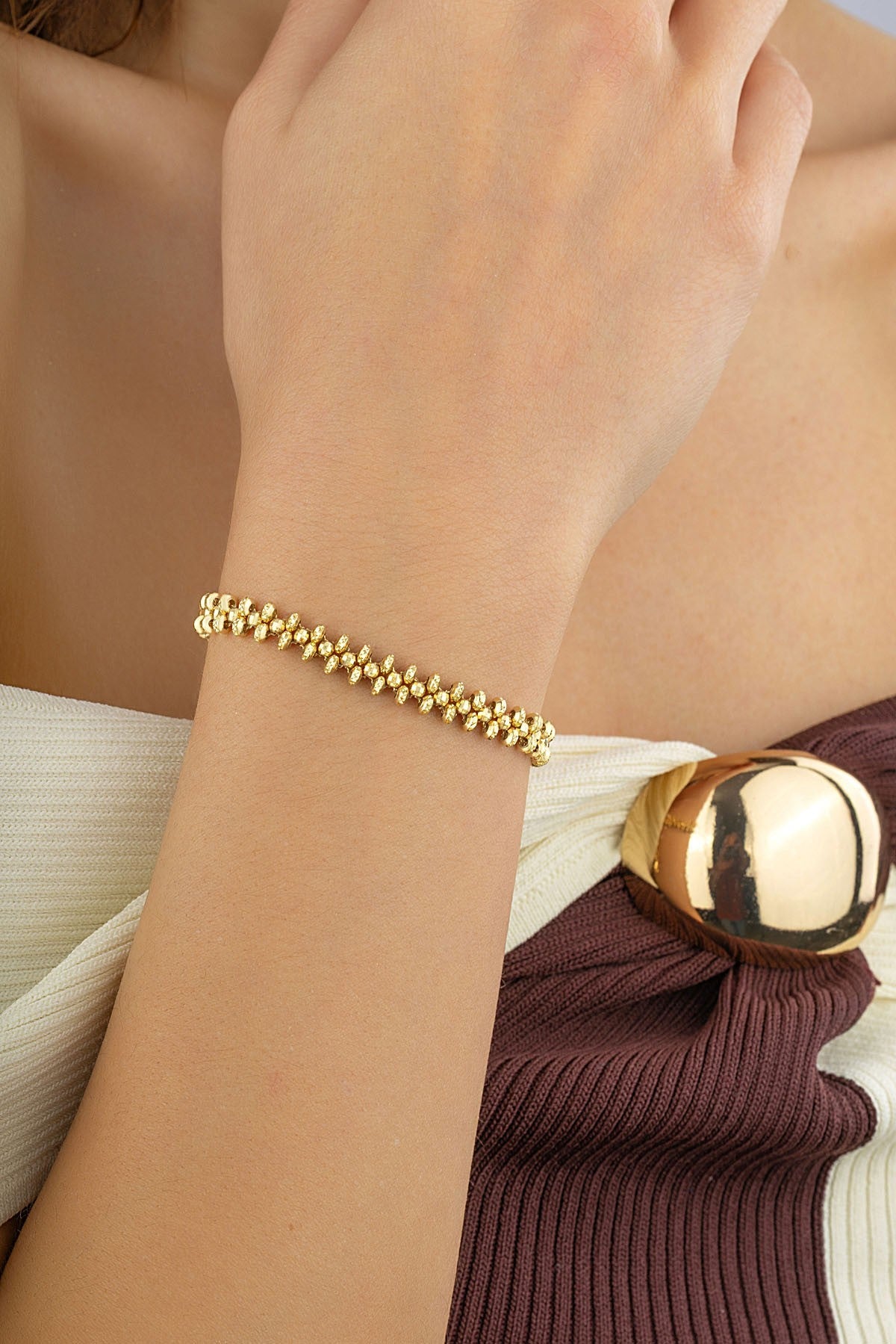 14 Ayar Boncuk Zincir Altın Bileklik Ürün ikincil görseli