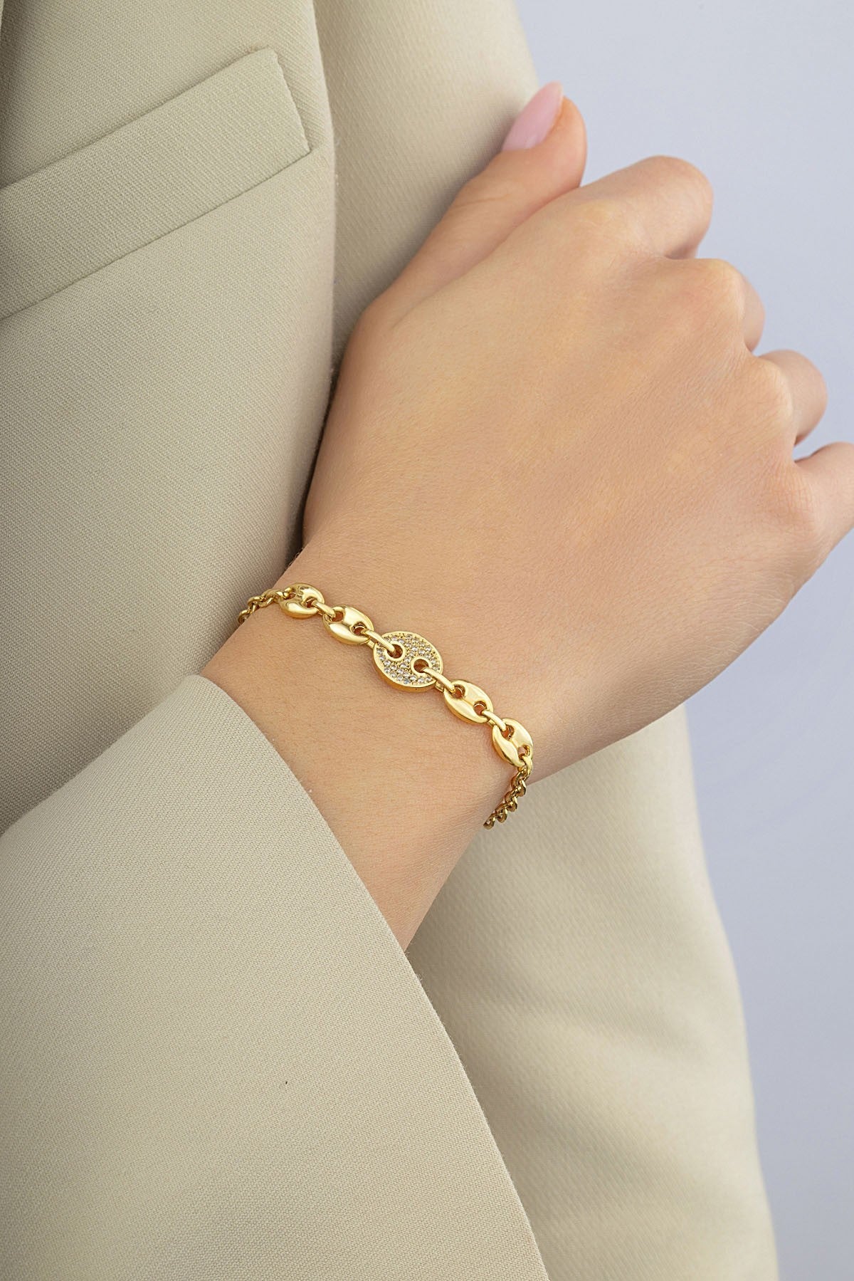 14 Ayar Bağlantı Zincir Altın Bileklik Ürün ikincil görseli