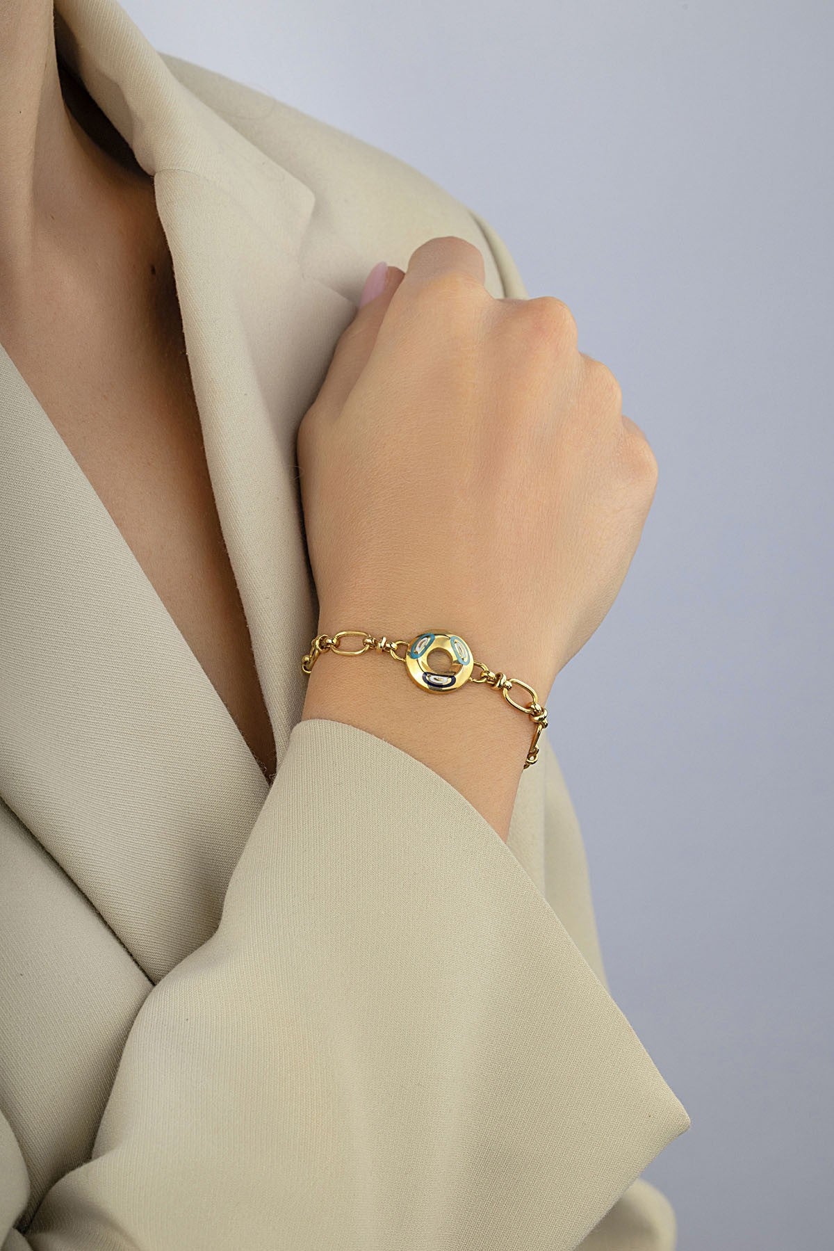 3 Renkli Simit Altın Bileklik Ürün ana görseli