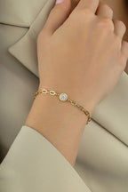 14 Ayar Zincir Şık Taşlı Altın Bileklik