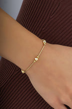 14 Ayar Halat Zincir Boncuklu Altın Bileklik