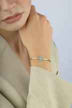 14 Ayar Altın Turkuaz 4 Yapraklı Yonca Bileklik