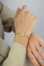 14 Ayar Taşlı Yonca Altın Bileklik