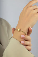 14 Ayar Taşlı Yonca Altın Bileklik