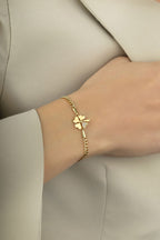 14 Ayar Taşlı Yonca Altın Bileklik