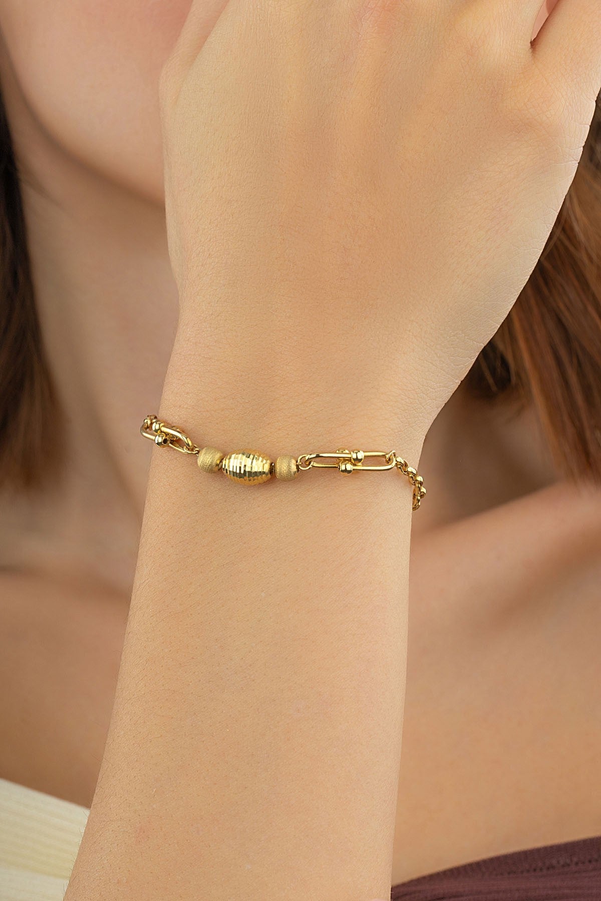 14 Ayar Modern Tasarım Şık Altın Bileklik Ürün ana görseli