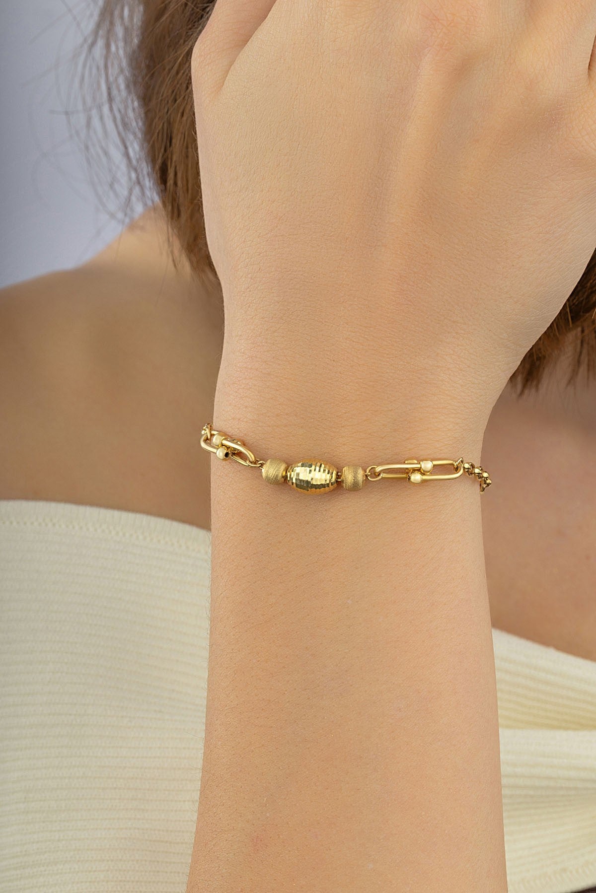 14 Ayar Modern Tasarım Şık Altın Bileklik Ürün ikincil görseli