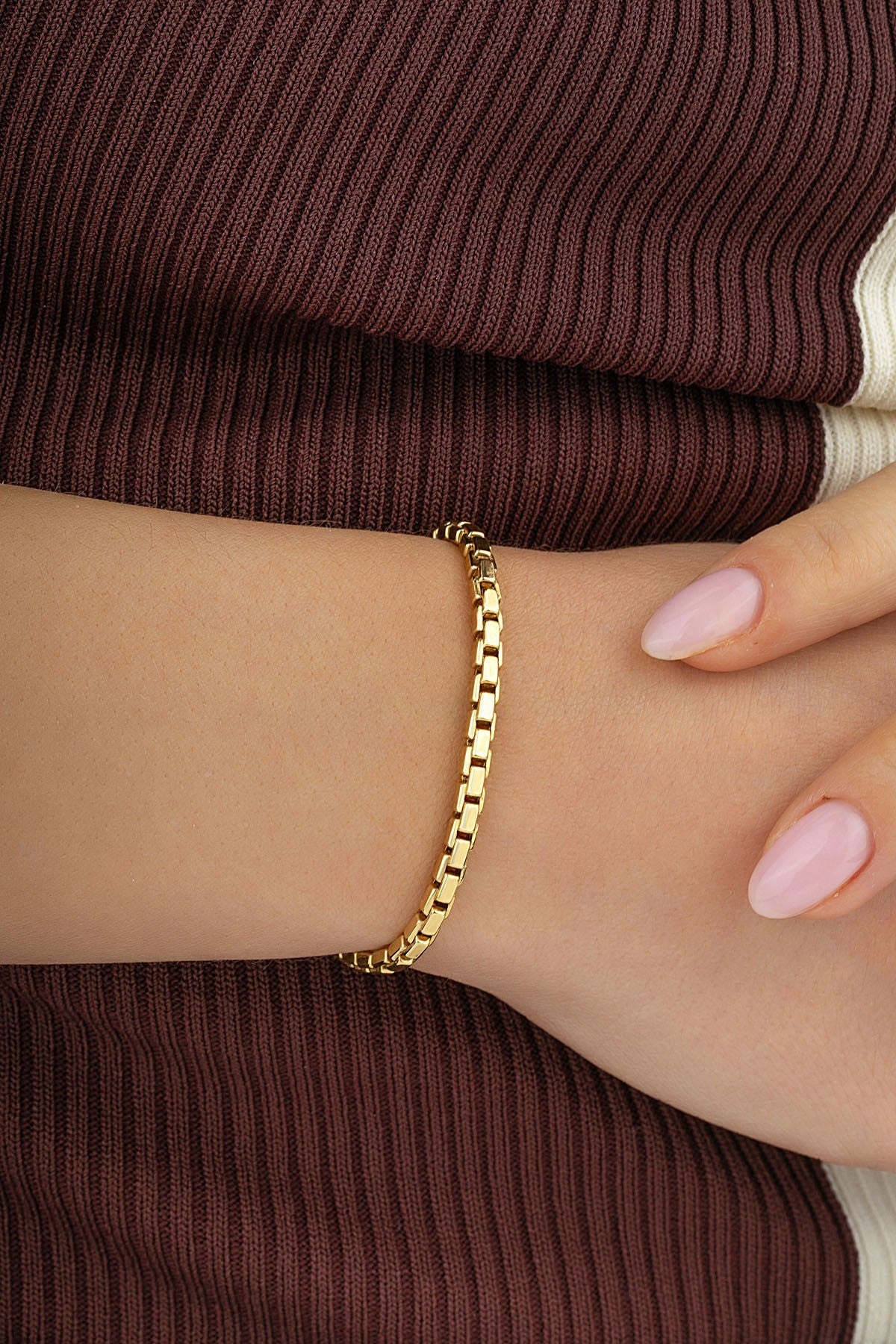 14 Ayar Şık Zincir Altın Bileklik Ürün ikincil görseli