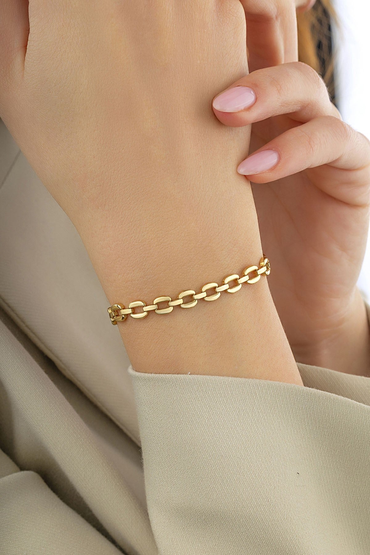 14 Ayar Geniş Zincir Altın Bileklik Ürün ikincil görseli