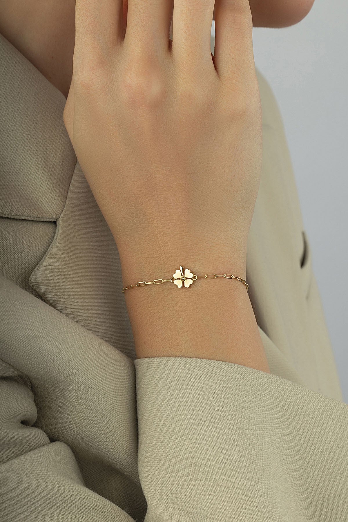 14 Ayar Ataç Yonca Altın Bileklik