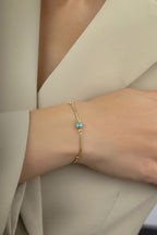 14 Ayar Yeşil Şeritli Boncuk Altın Bileklik