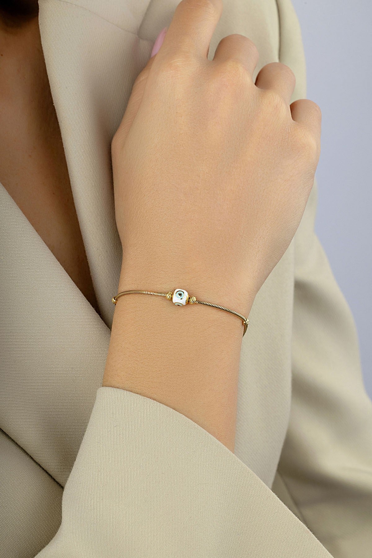 14 Ayar Bonuklu Nazar Altın Bileklik Ürün ana görseli