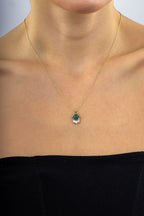 14 Ayar Yeşil Taşlı Altın Kolye