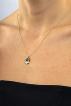 14 Ayar Yeşil Taşlı Altın Kolye