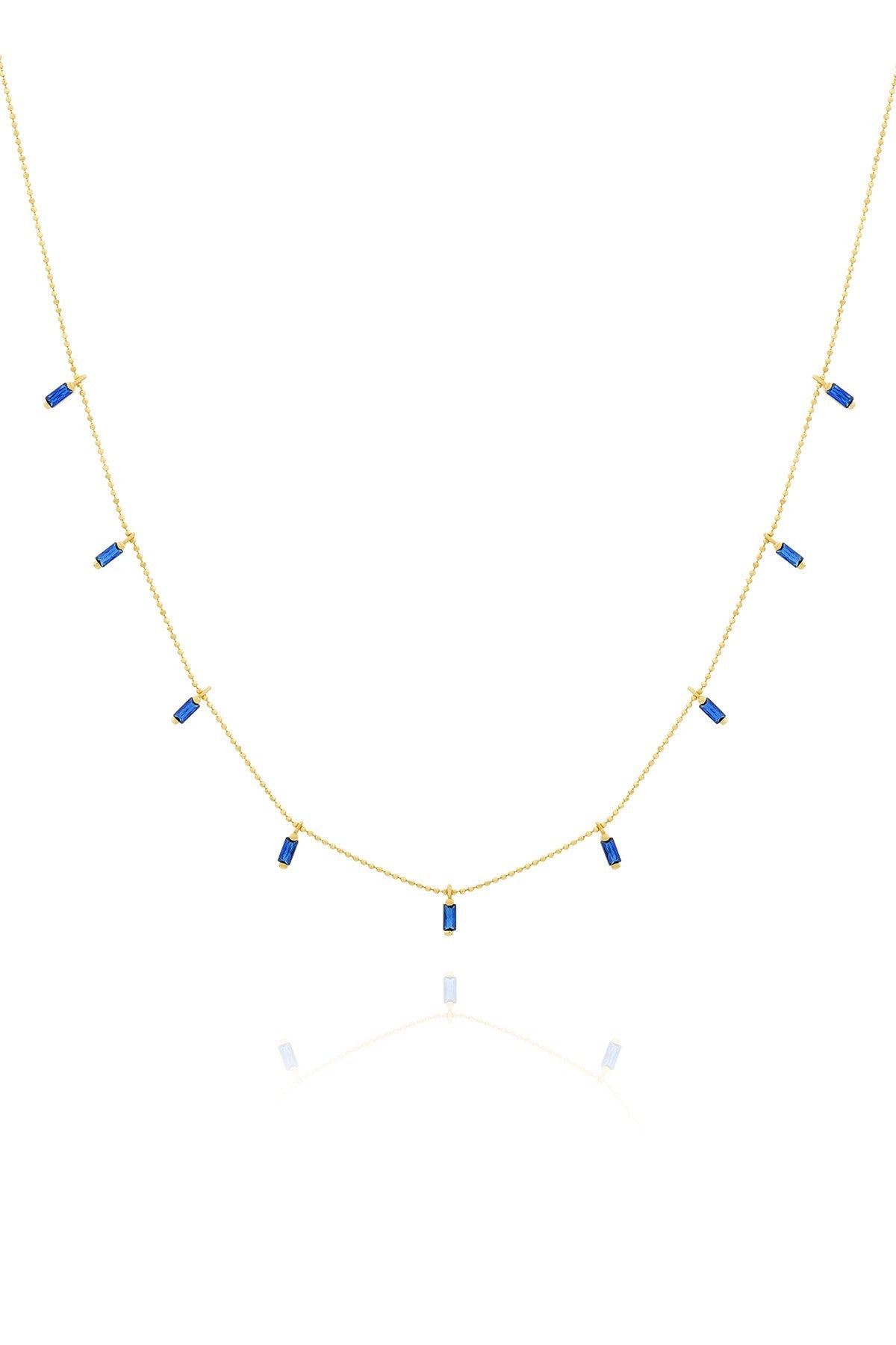 14 Ayar Mavi Taşlı Altın Kolye