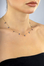 14 Ayar Mavi Taşlı Altın Kolye