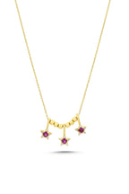 14 Ayar 3 Yıldızlı Mor Taşlı Altın Kolye