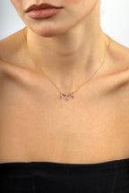 14 Ayar 3 Yıldızlı Mor Taşlı Altın Kolye