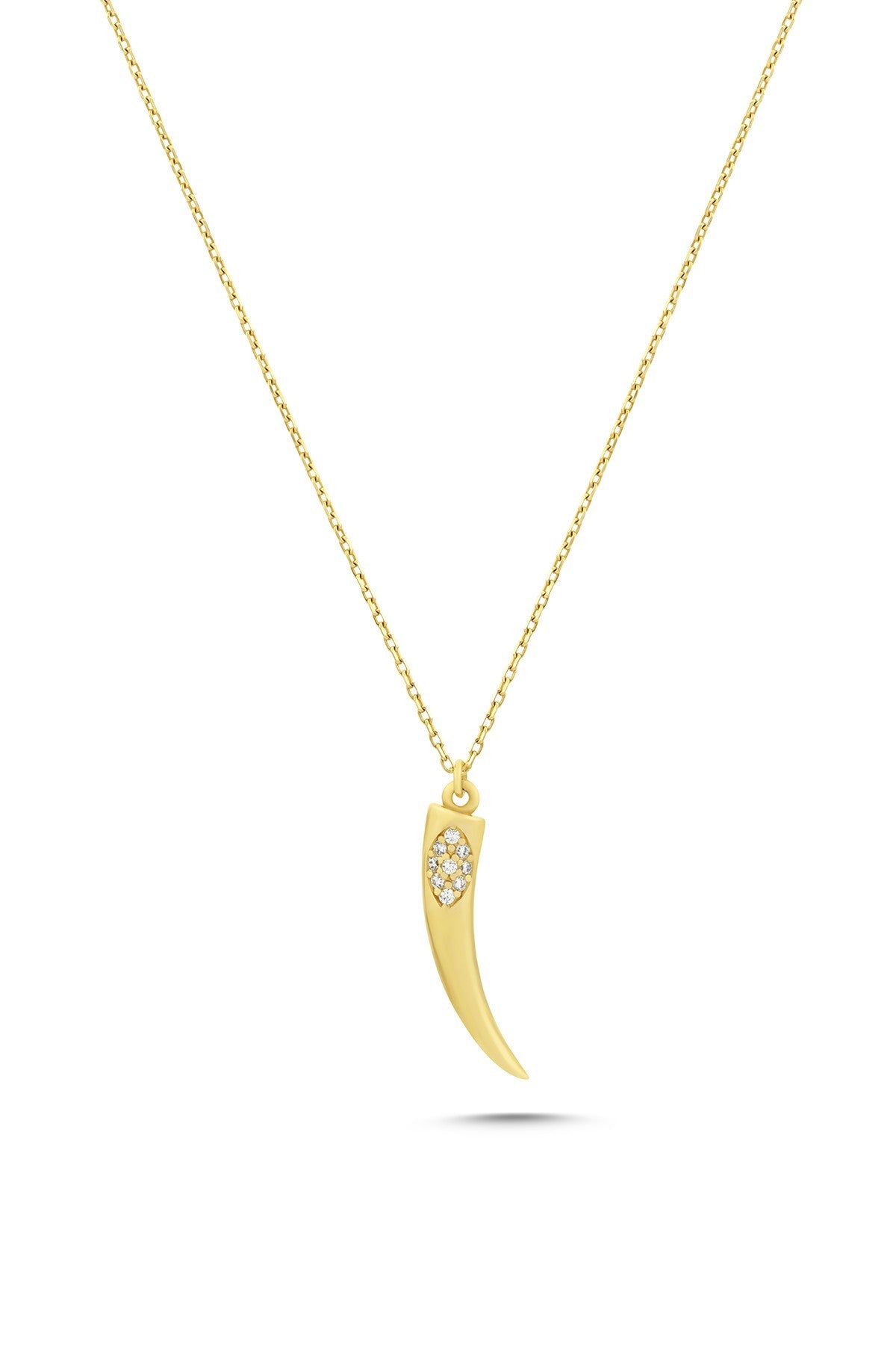 14 Ayar Fildişi Figürlü Taşlı Altın Kolye Ürün ana görseli