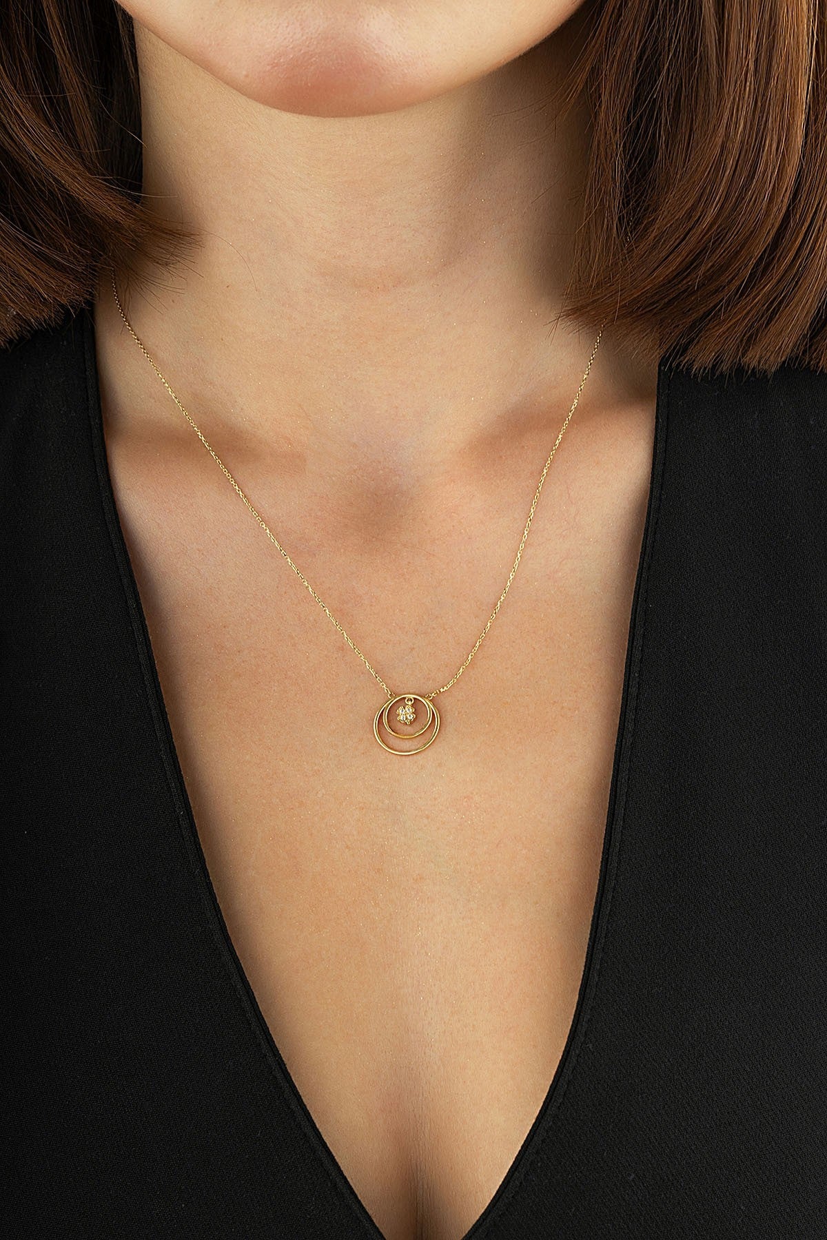 14 Ayar Yoncalı Altın Halka Kolye Ürün ikincil görseli