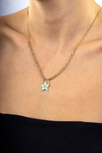 14 Ayar Taşlı Mineli Yıldız Altın Kolye