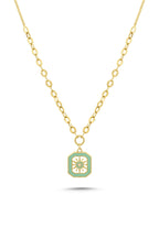 14 Ayar Yeşil Mineli Altın Kolye