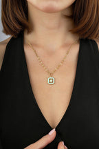 14 Ayar Yeşil Mineli Altın Kolye