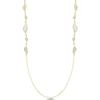 Çift Taraflı Beyaz Midye Altın Kolye