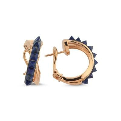 Siyah Taşlı İtalyan Rose Altın Küpe