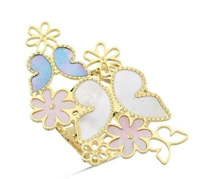 Kelebek ve Çiçekli İtalyan Altın Yüzük