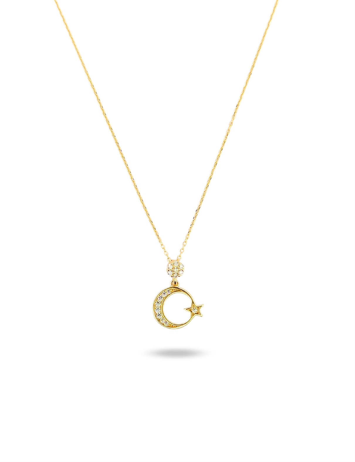 Taşlı Altın Ay Yıldız Kolye Ürün ana görseli