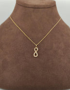 Taşlı Sonsuzluk Dikey Altın Kolye